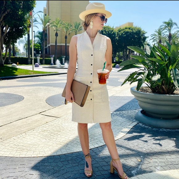 PROENZA SCHOULER Leather-trimmed Bouclé-tweed Dress - Picture 2 of 9